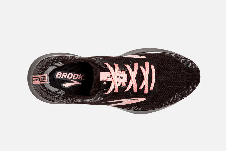 Brooks Levitate 4 Road Loopschoenen Dames - Zwart/Grijs/Roze - 793056ZJN